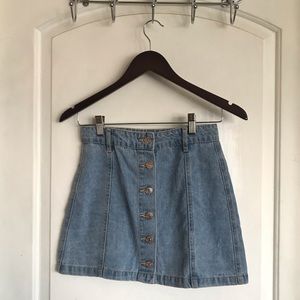 light denim button up skirt